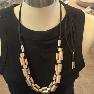 Gold and Black Beaded Necklace